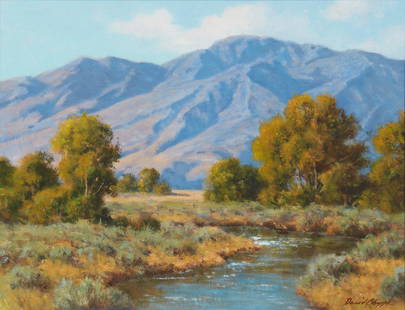 David Chapple (b. 1947, Californian): "Owens Valley" Oil on canvasboard Signed lower right: David Chapple, titled verso 14" H x 18" W