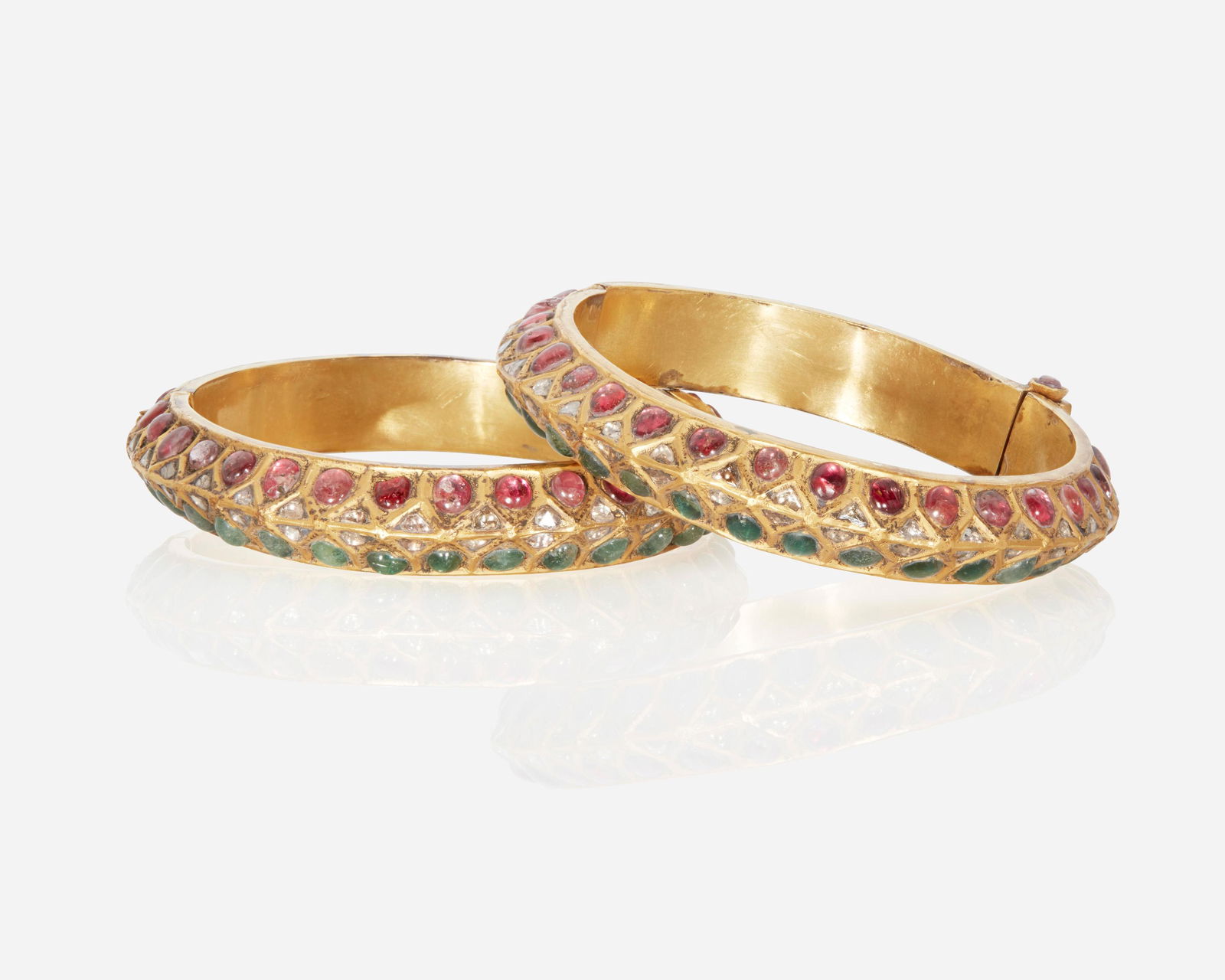 A pair of Antique Indian red and green stone bangle (1 of 2)