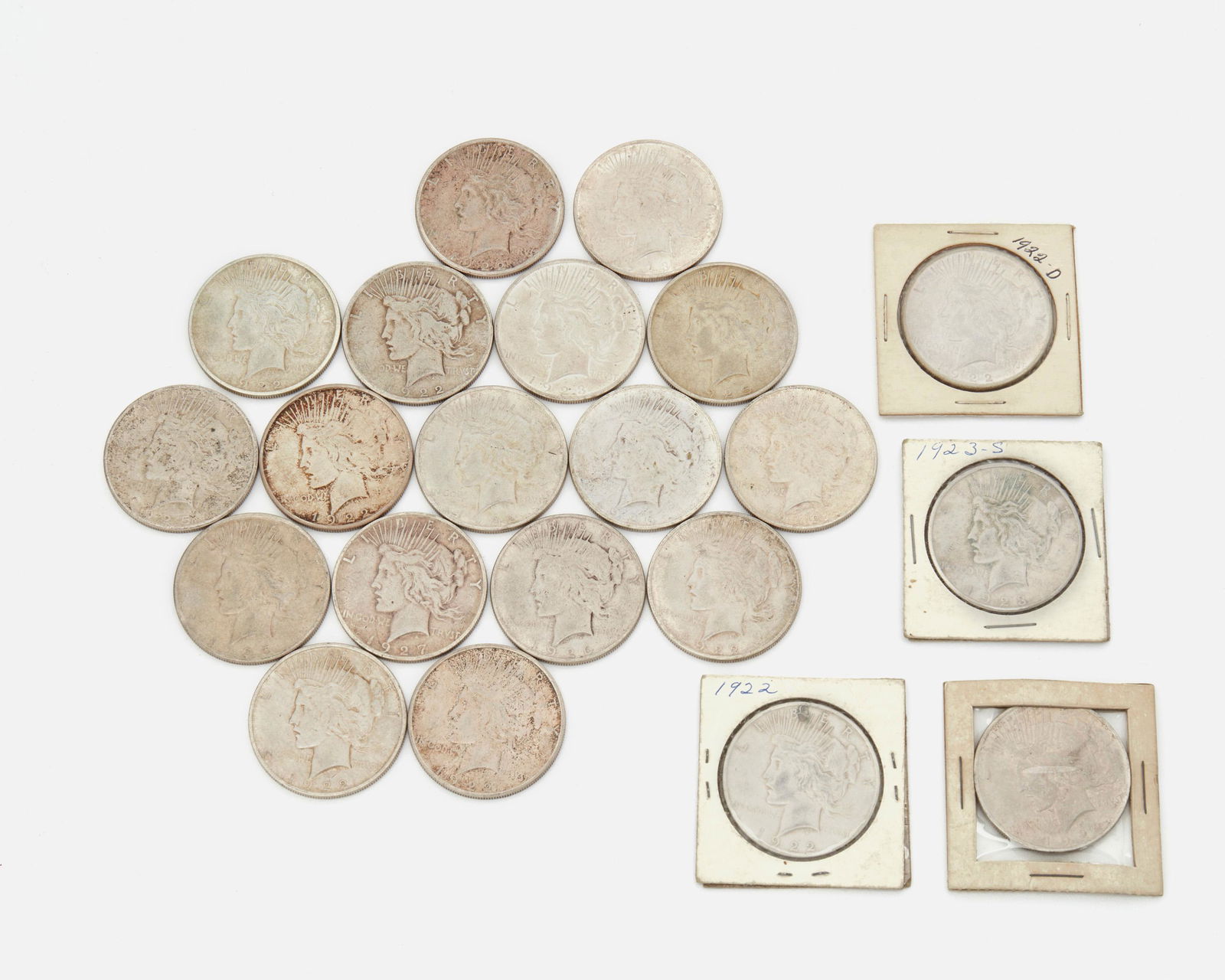Twenty-one U.S. silver dollars (1 of 1)