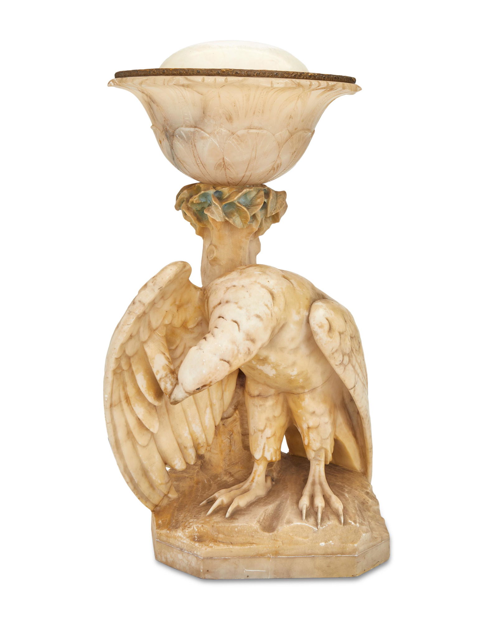 A German carved alabaster eagle lamp (1 of 3)