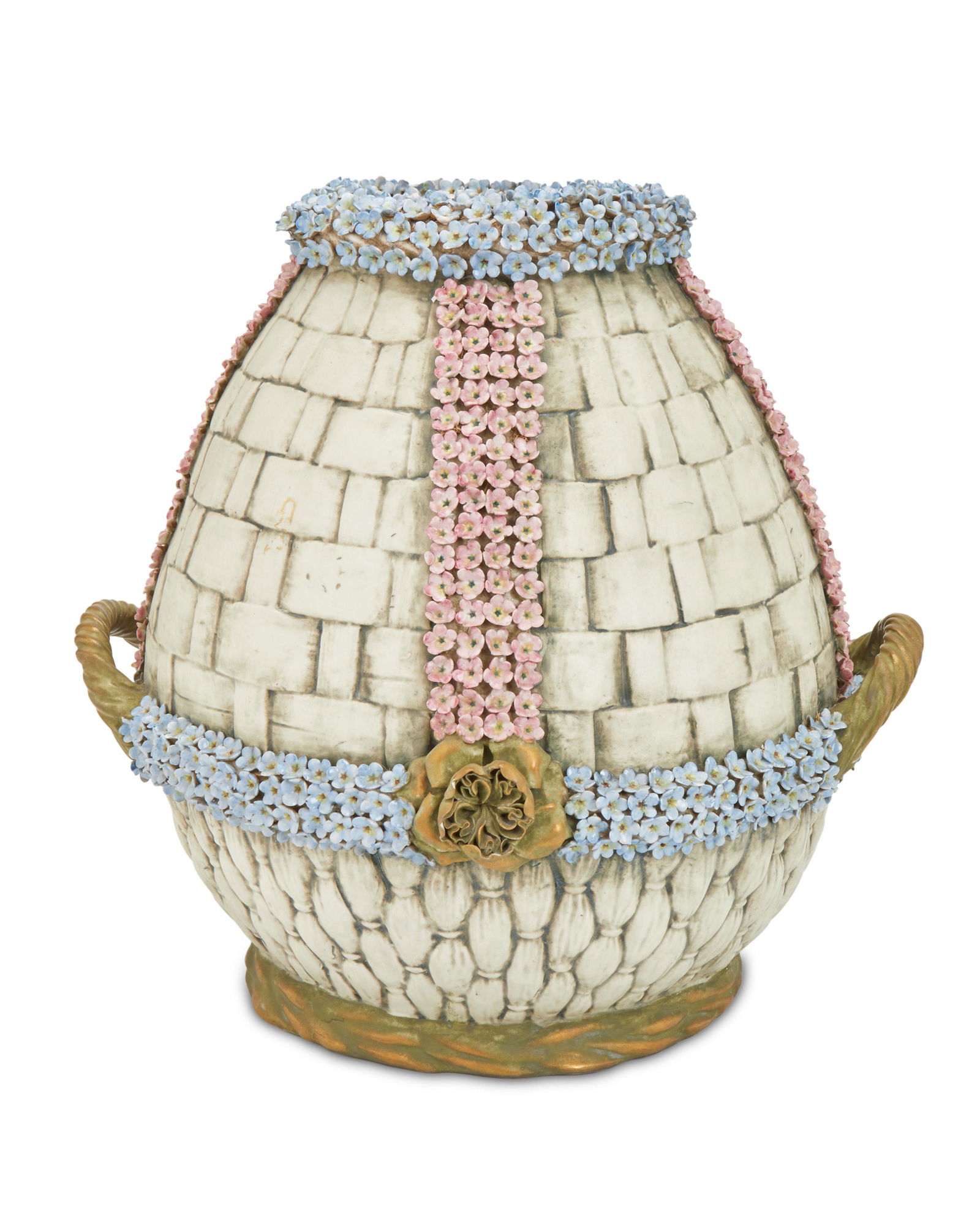 A large Amphora pottery florette basket vase (1 of 3)