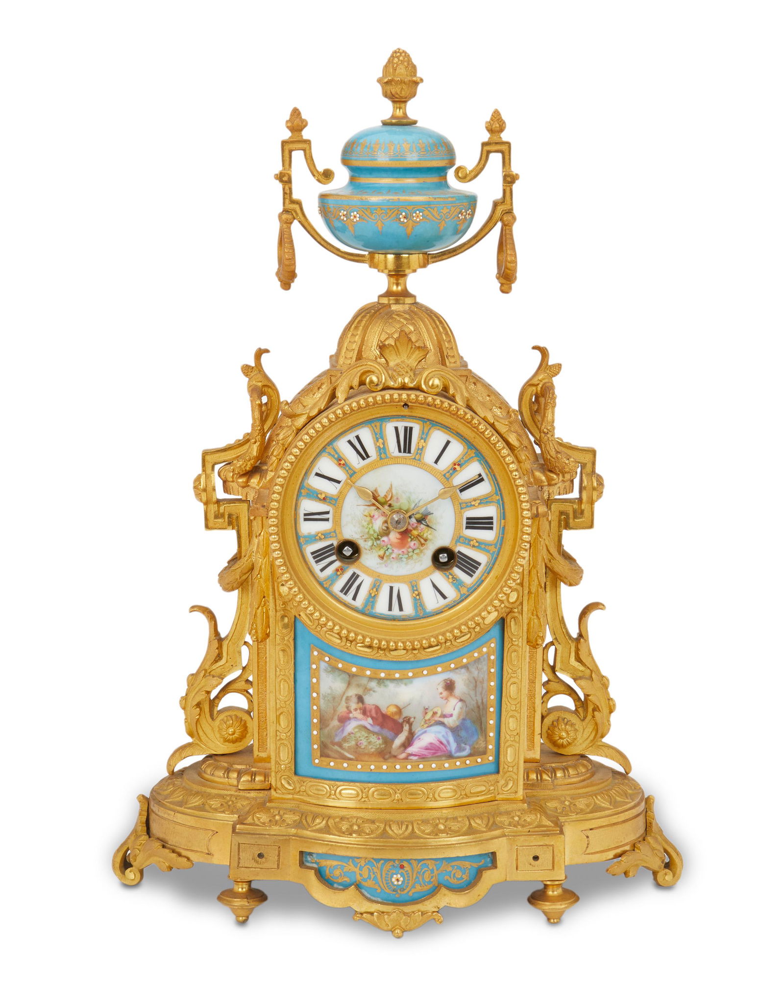 A Japy Freres gilt-bronze and porcelain mantel clock (1 of 4)