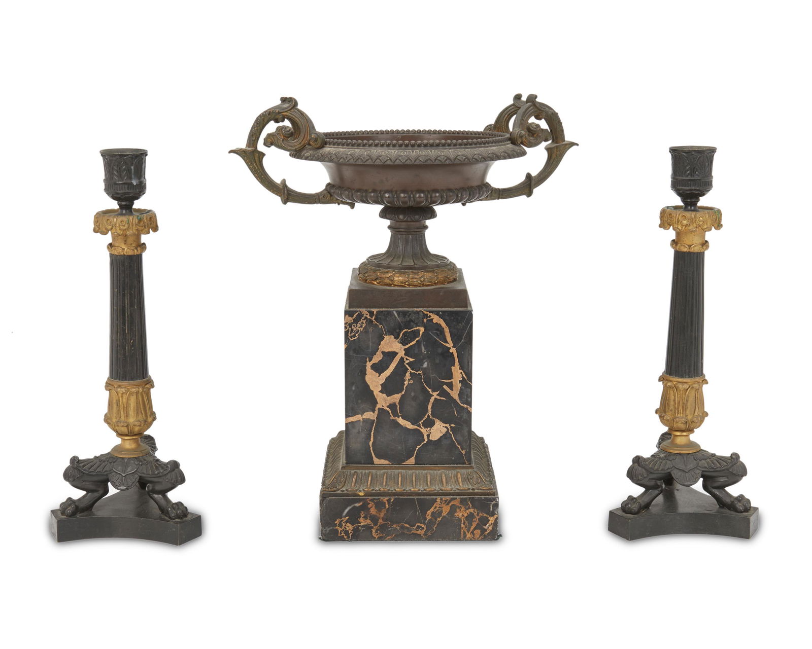 A pair of French Empire-style bronze candlesticks with (1 of 5)