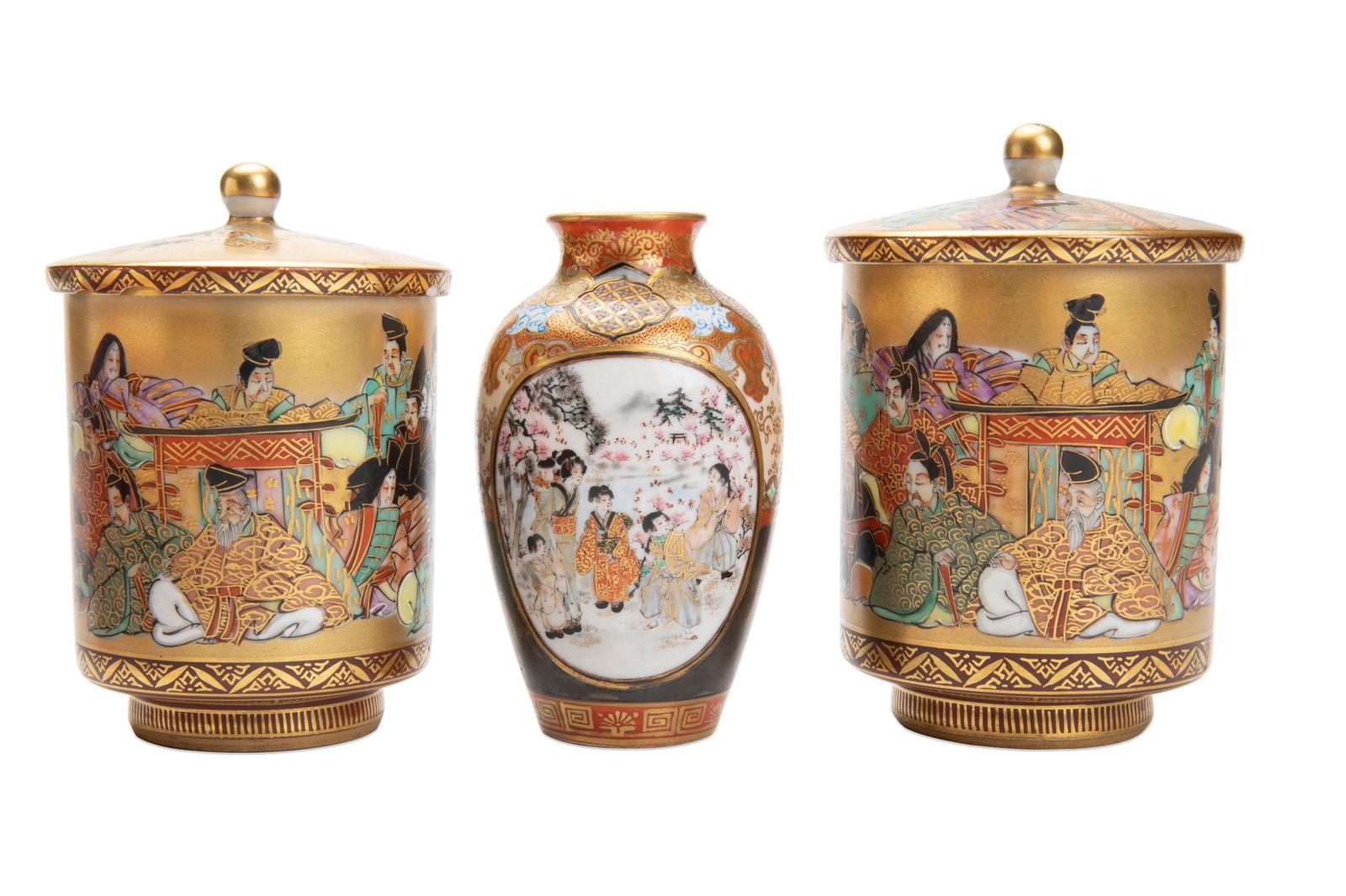 Three Japanese Kutani porcelain items (1 of 8)