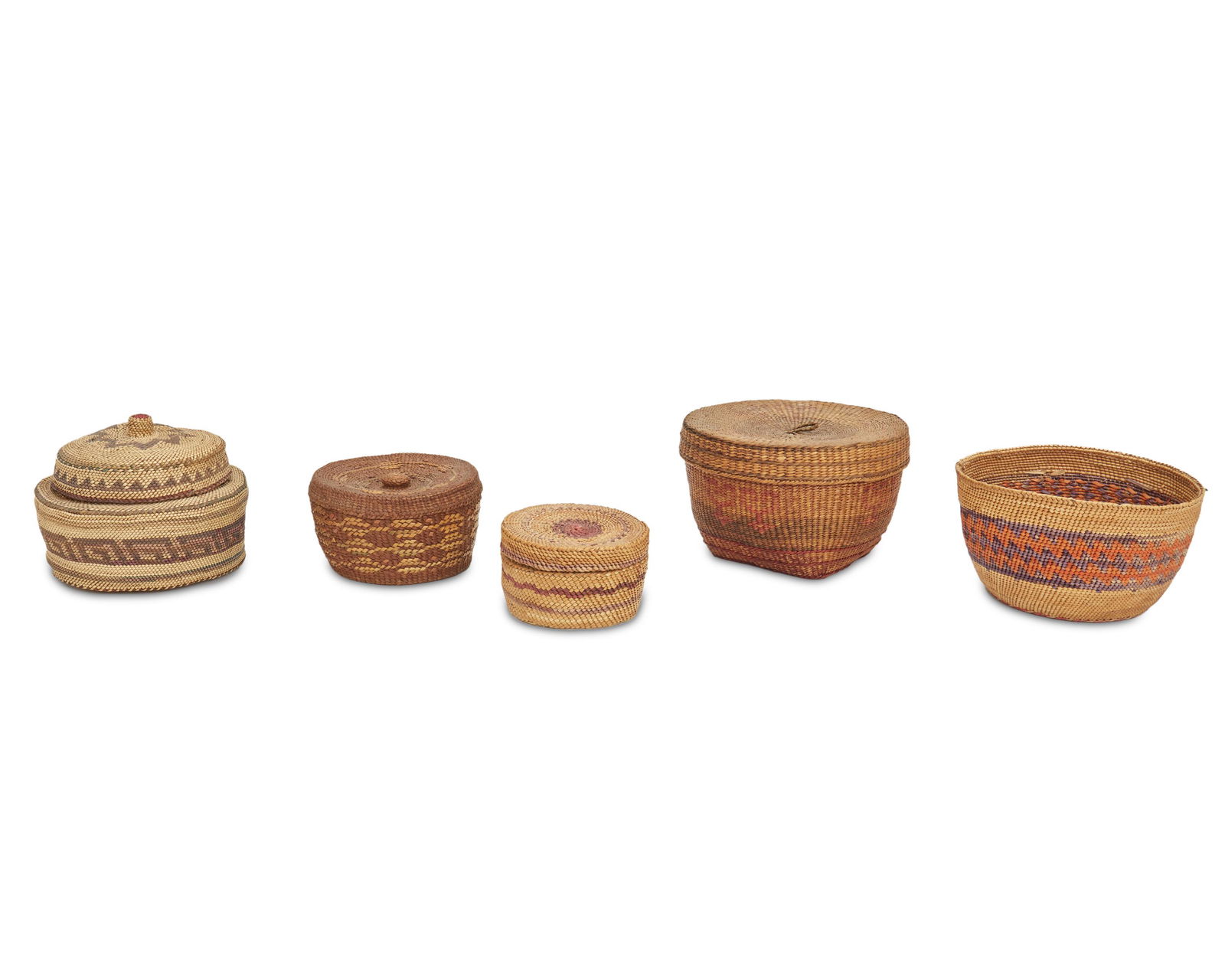 Five Northwest Coast polychrome baskets (1 of 6)