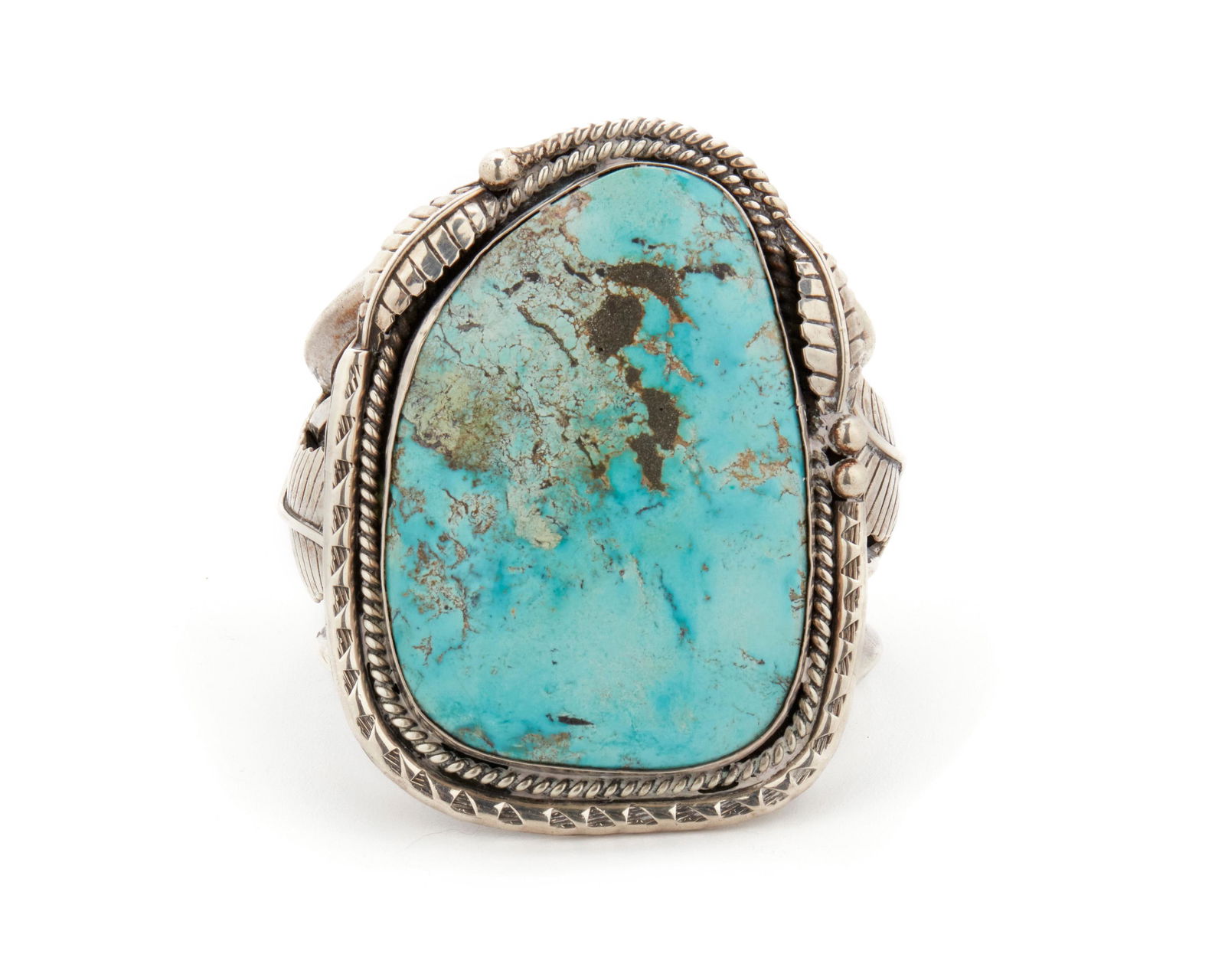 A large Navajo turquoise slab cuff bracelet (1 of 3)