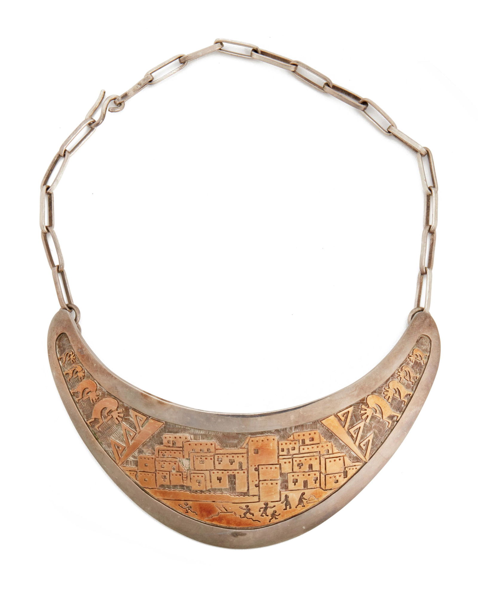 A Watson Honanie Silver and 14k gold Hopi Necklace (1 of 2)