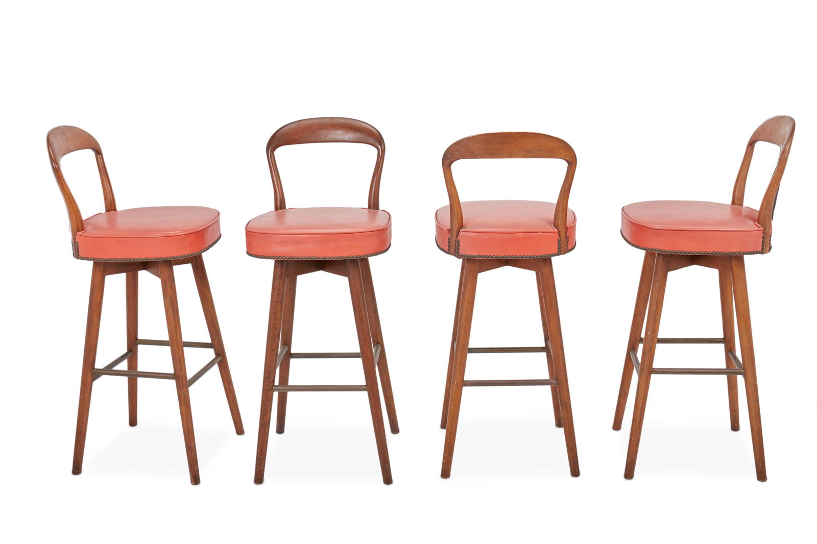 Four Grand Ledge Chair Co. teak and vinyl bar stools (1 of 4)