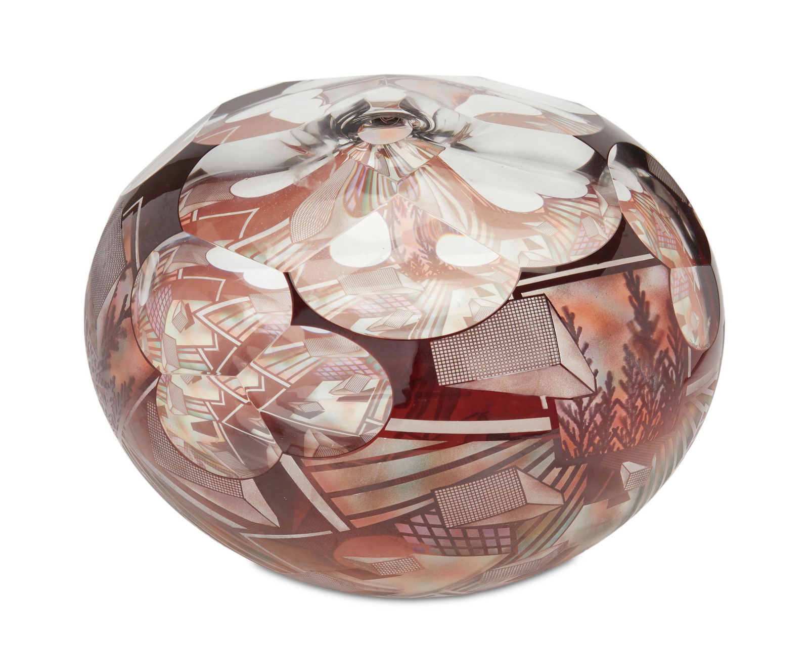 David Schwarz (b. 1952, American): "Z.A.O.F. 2-25-96," 1996 Blown, etched, and ground glass Signed and date: Dave Schwarz / 2-25-96; titled by repute 8.75" H x 12.25" Dia. Notes: This lot is accompanied with the artist's CV from K