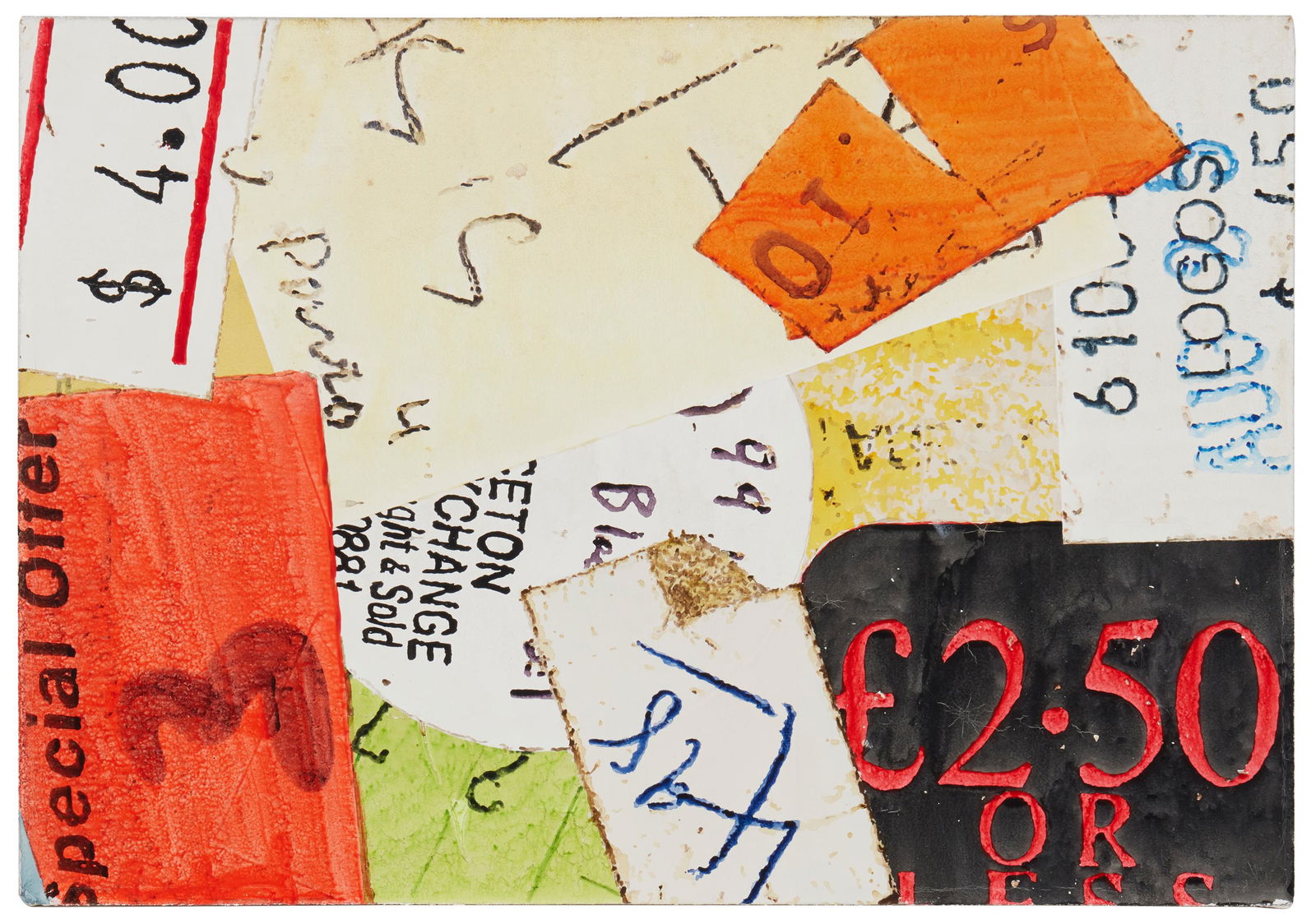 Dave Muller (b. 1964, American): "Glories of a Youth Misspent (in Record Stores) #1," 2018 Acrylic on gessoed linen Signed and dated on a Muller Studio wetstamp verso, titled on the tacking edge 14" H x 20" W Provenance: Blum &