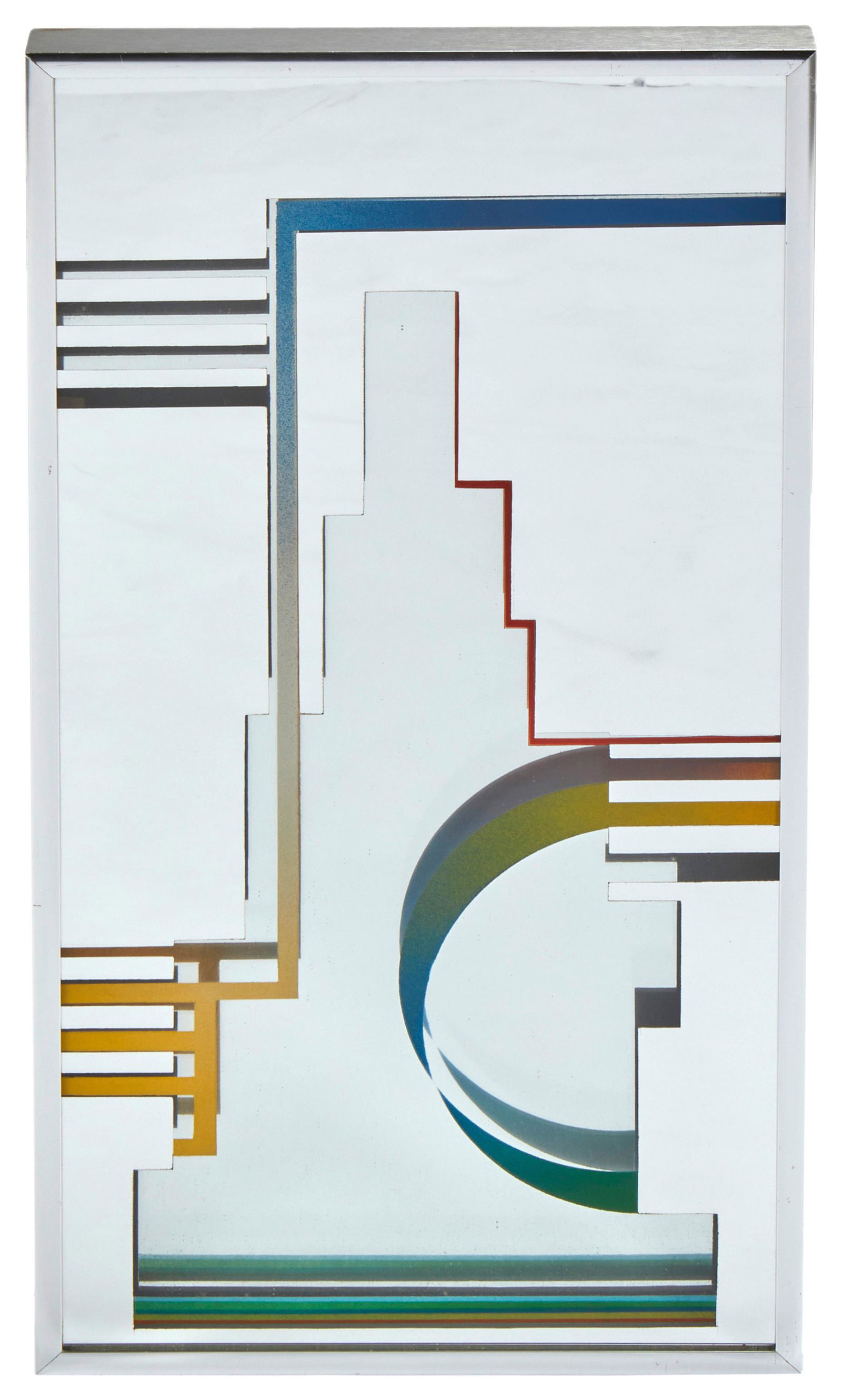 A contemporary reverse-painted mirror panel (1 of 4)