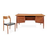 An H.P. Hansen Danish modern teak executive desk with