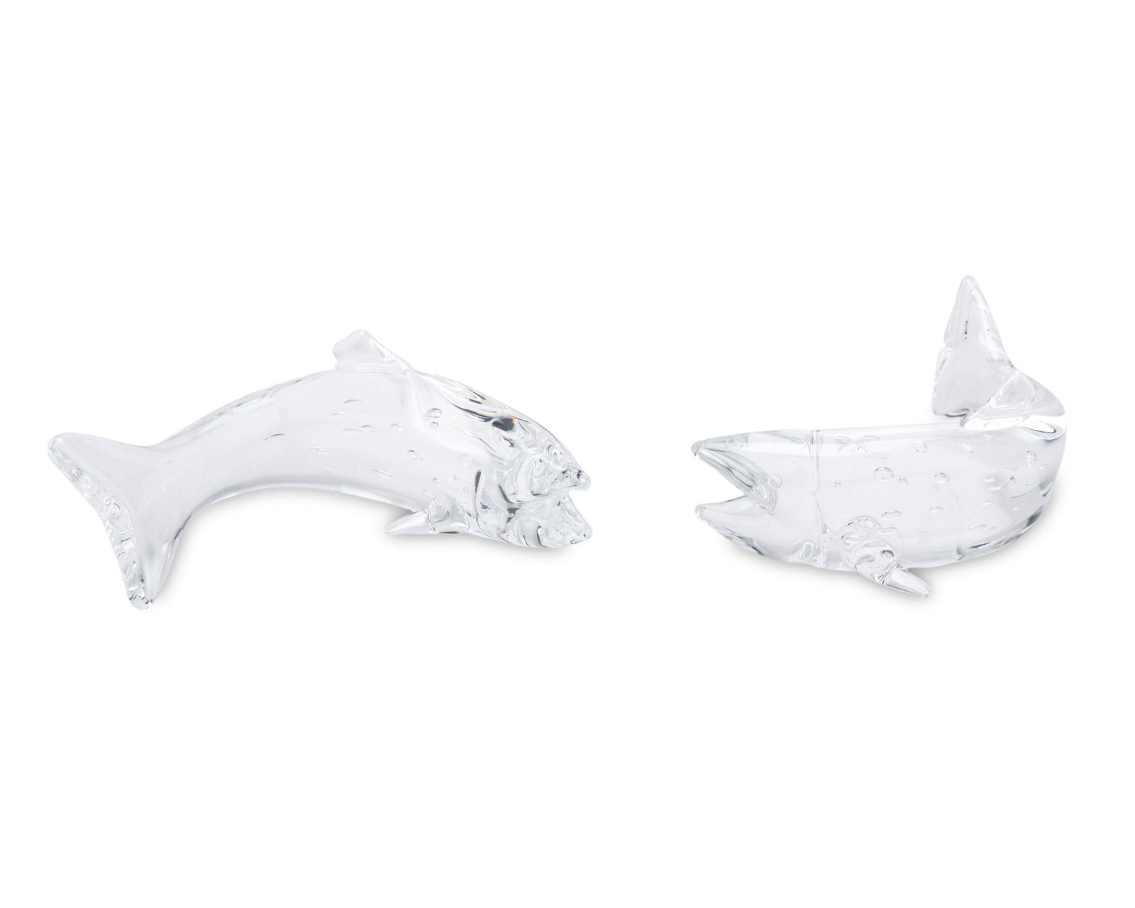Two Steuben crystal swimming trout figures (1 of 3)