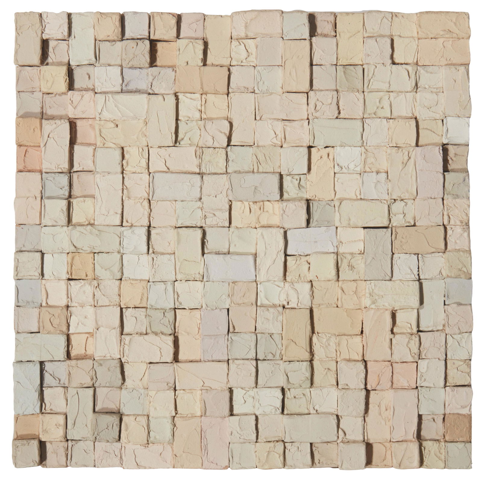 Carlos Estrada-Vega (b. 1955, Mexican): "Sofia 2," 2007 Oil, oleopast, pigment on woodblocks, magnetic attachments on steel Signed, titled, and dated on the wood backing: Carlos Estrada-Vega 8.5" H x 8.5" W Provenance: William Siegal G