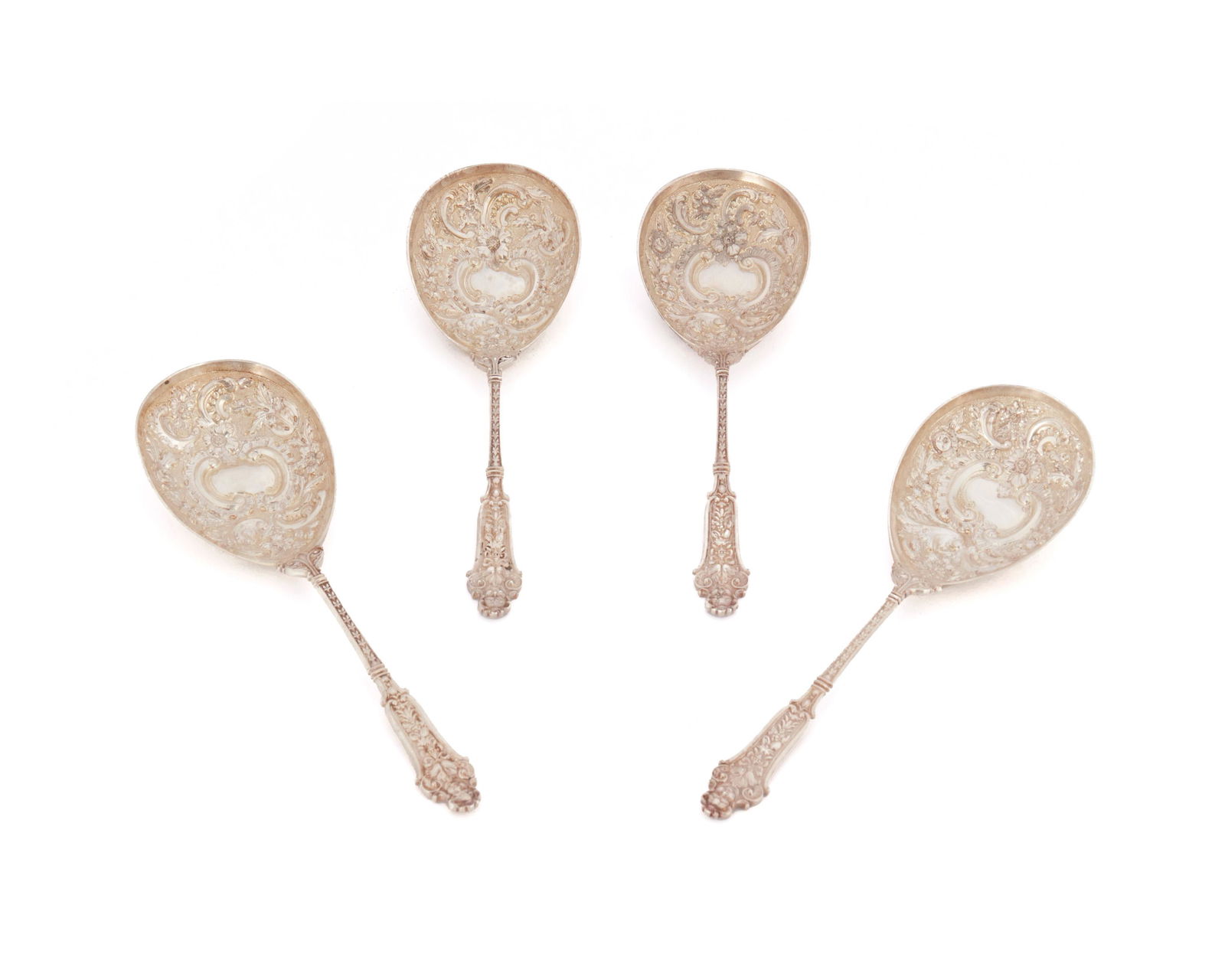 Four English sterling silver berry spoons (1 of 3)