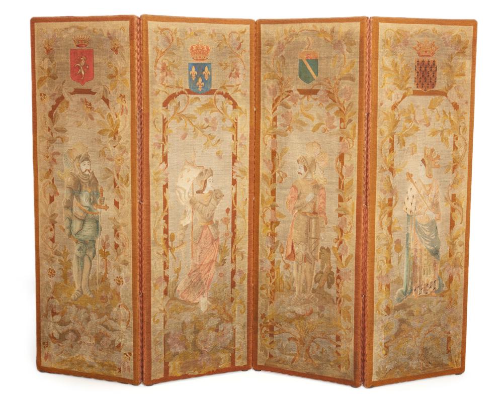 A petit point embroidered four-panel folding screen (1 of 1)