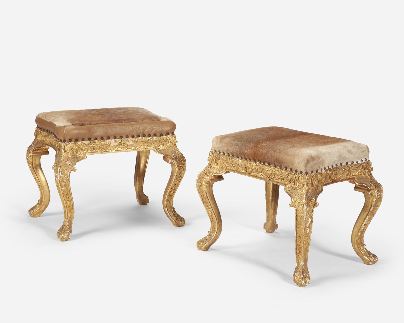 A pair of Continental carved giltwood benches (1 of 4)
