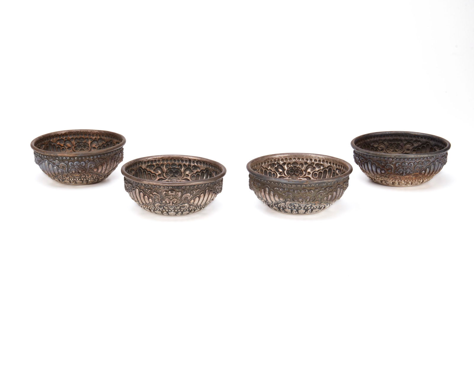 Four Burmese .800 silver bowls (1 of 3)