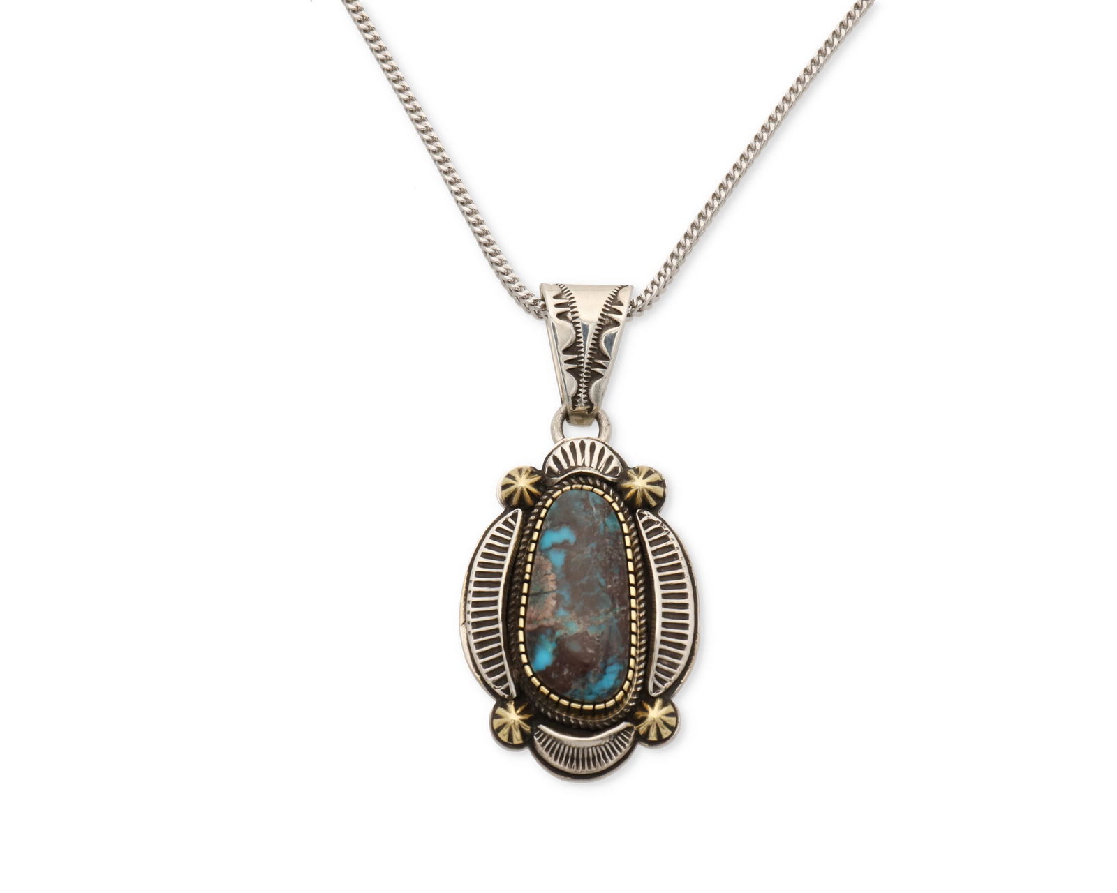 A Tommy Jackson Navajo/Dine silver and 18k gold pendant (1 of 2)