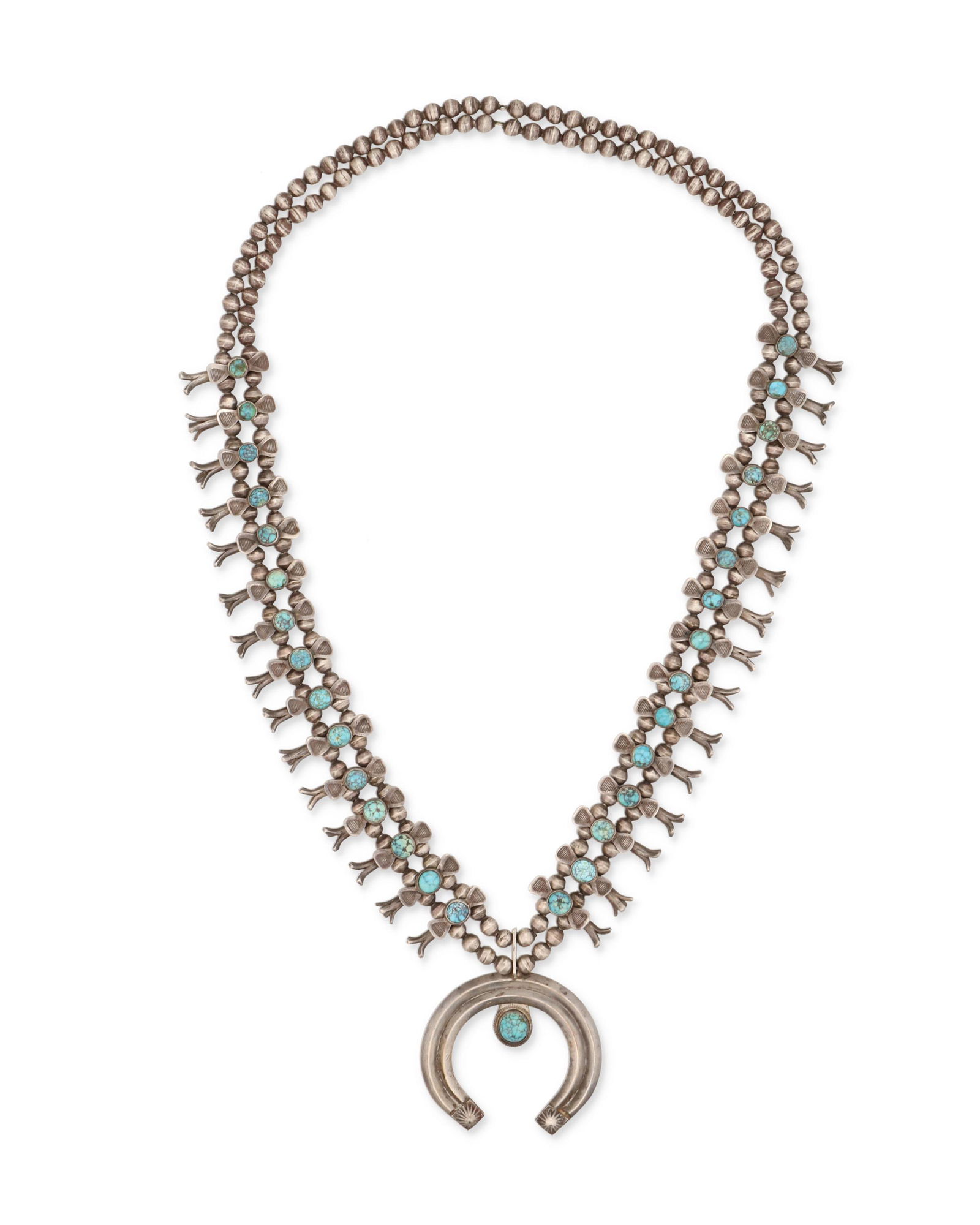 A Navajo/Dine silver and turquoise squash blossom (1 of 2)