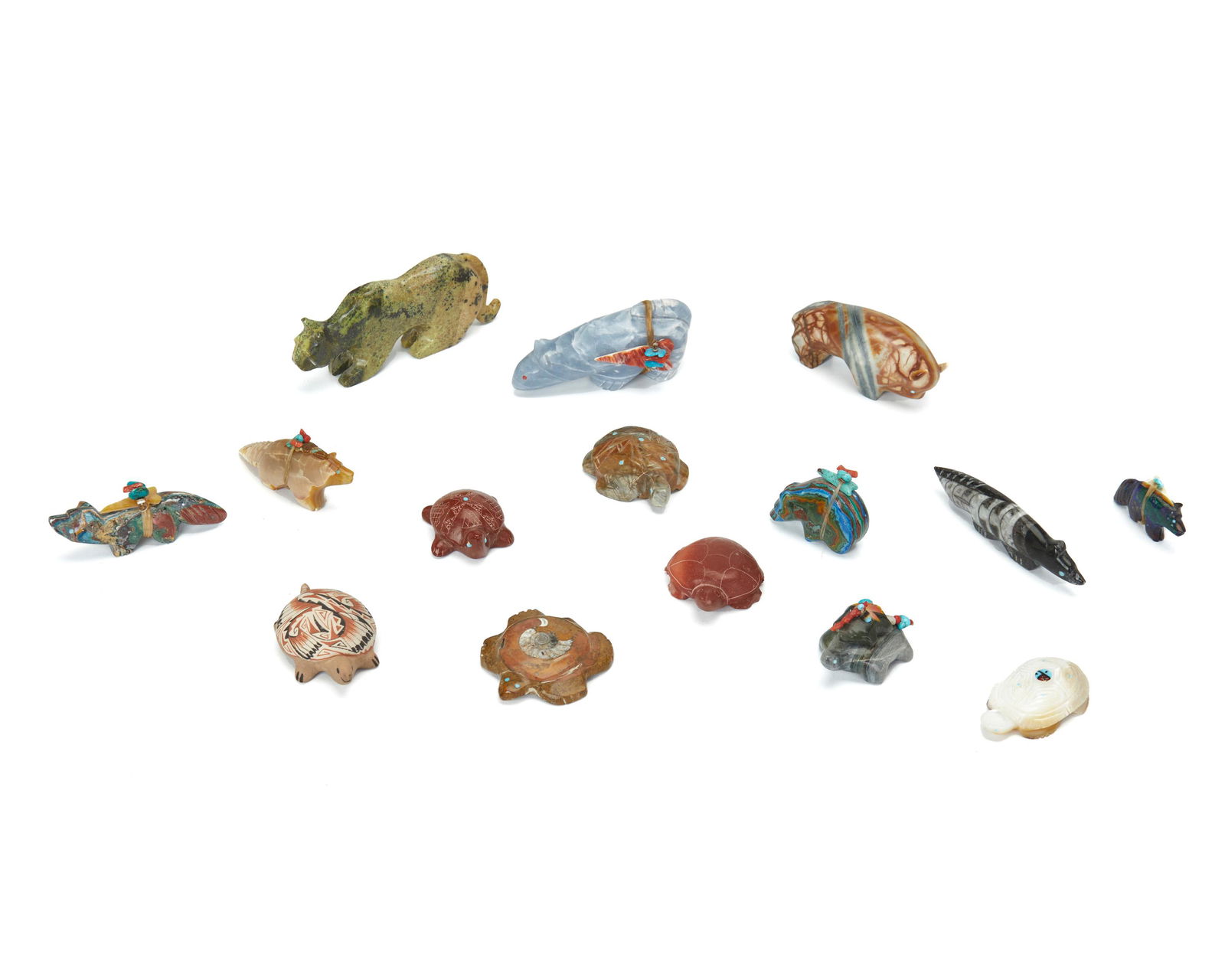 A group of Zuni carved stone and pottery fetish figures (1 of 4)