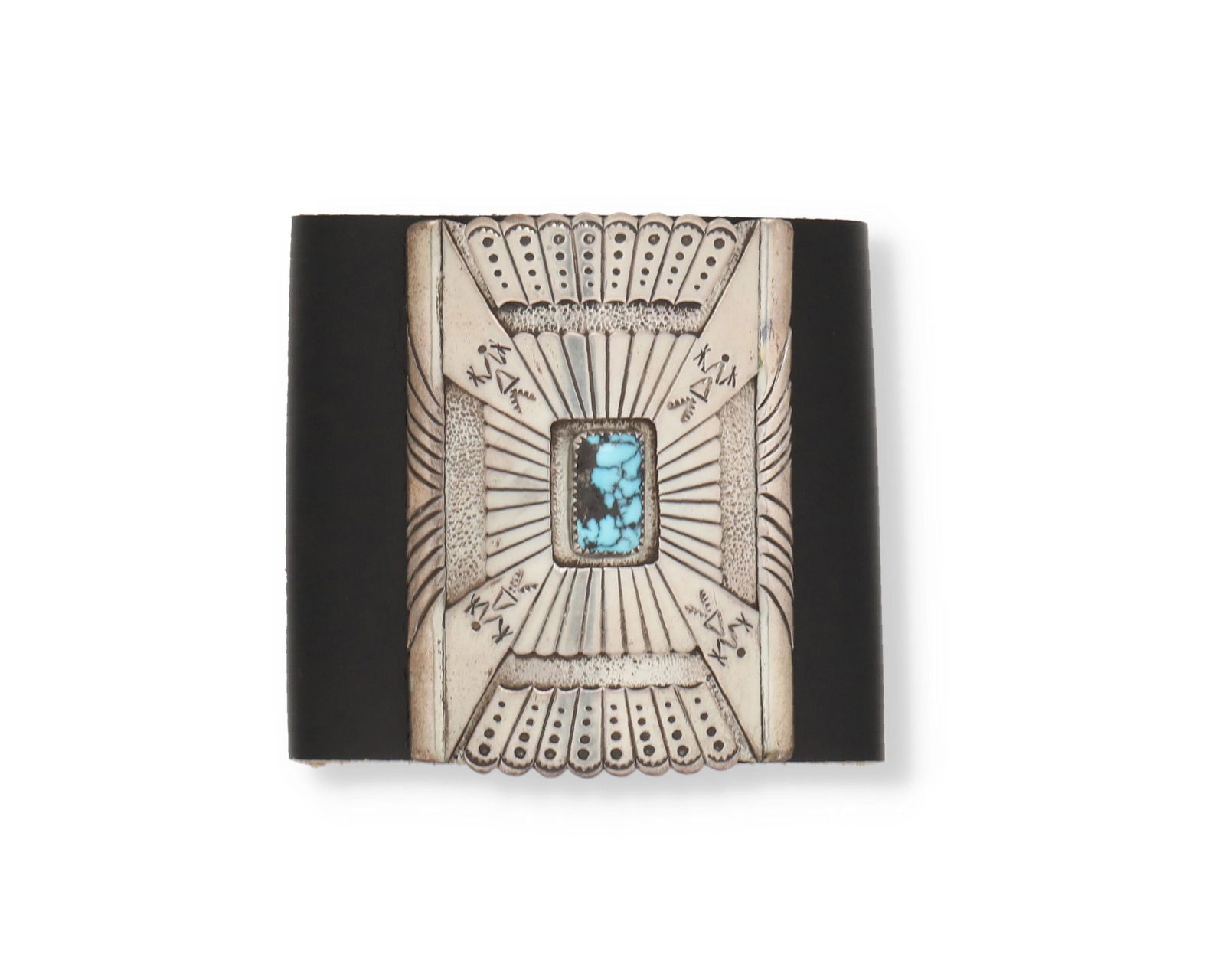 A Navajo/Dine silver and turquoise ketoh arm guard (1 of 2)