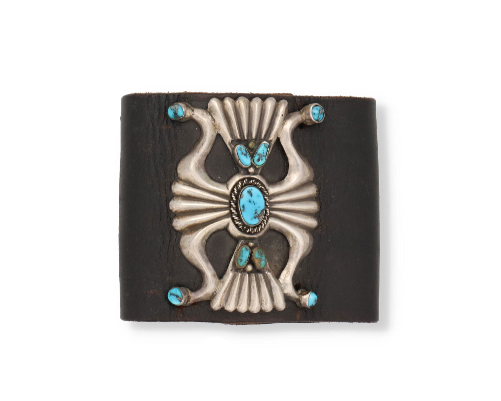 A Navajo/Dine sandcast silver and turquoise ketoh arm (1 of 2)