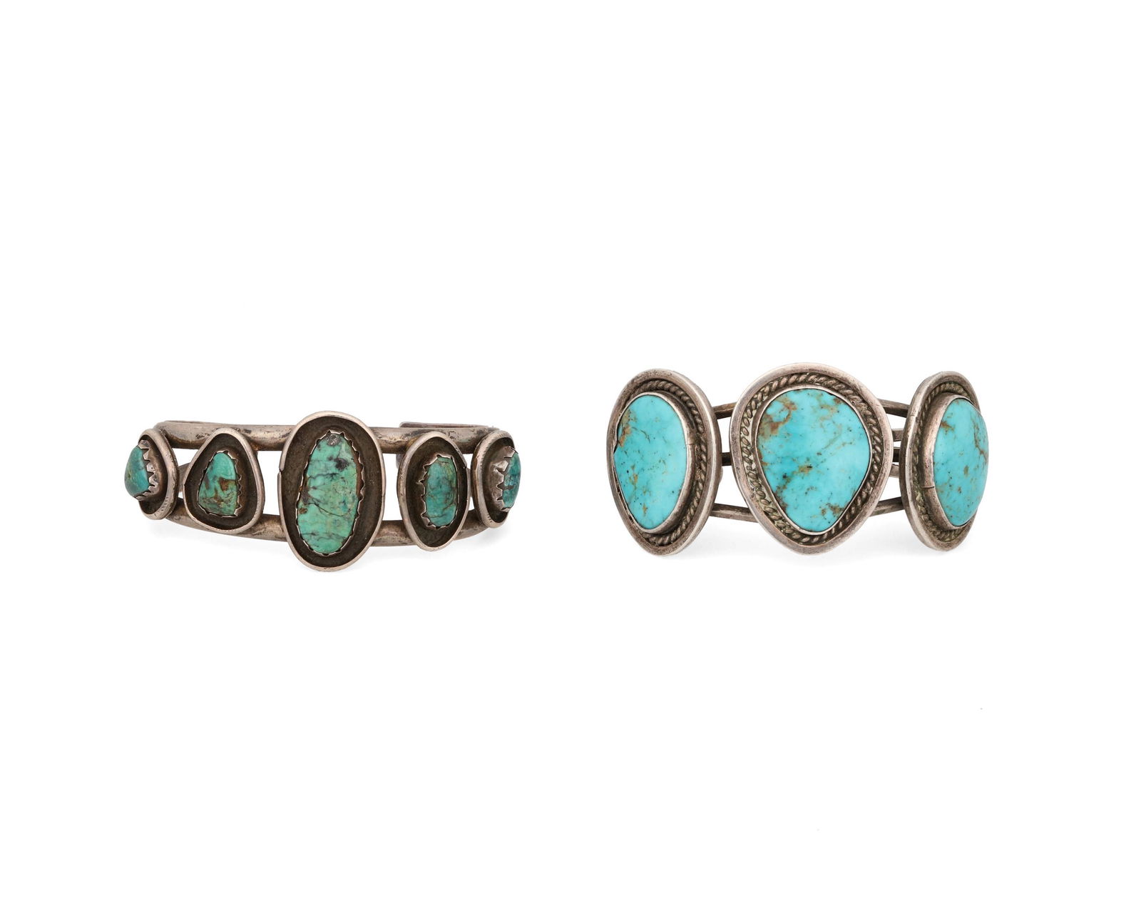 Two Southwest silver and turquoise cuff bracelets (1 of 2)