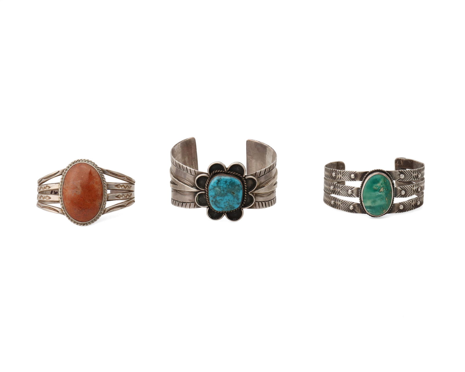 Three Southwest-style stone-set cuff bracelets (1 of 2)