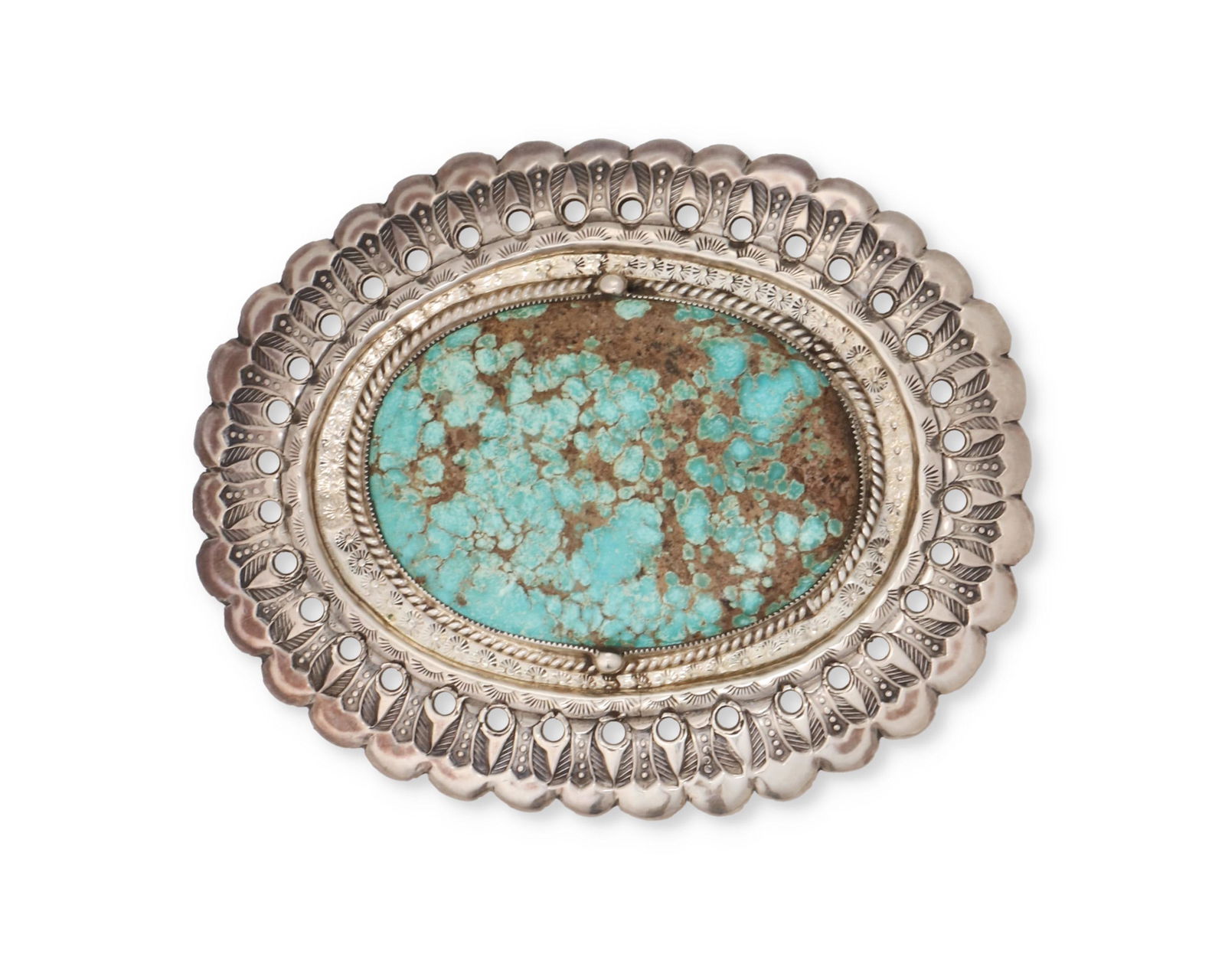 An exceptionally large Southwest silver and turquoise (1 of 2)