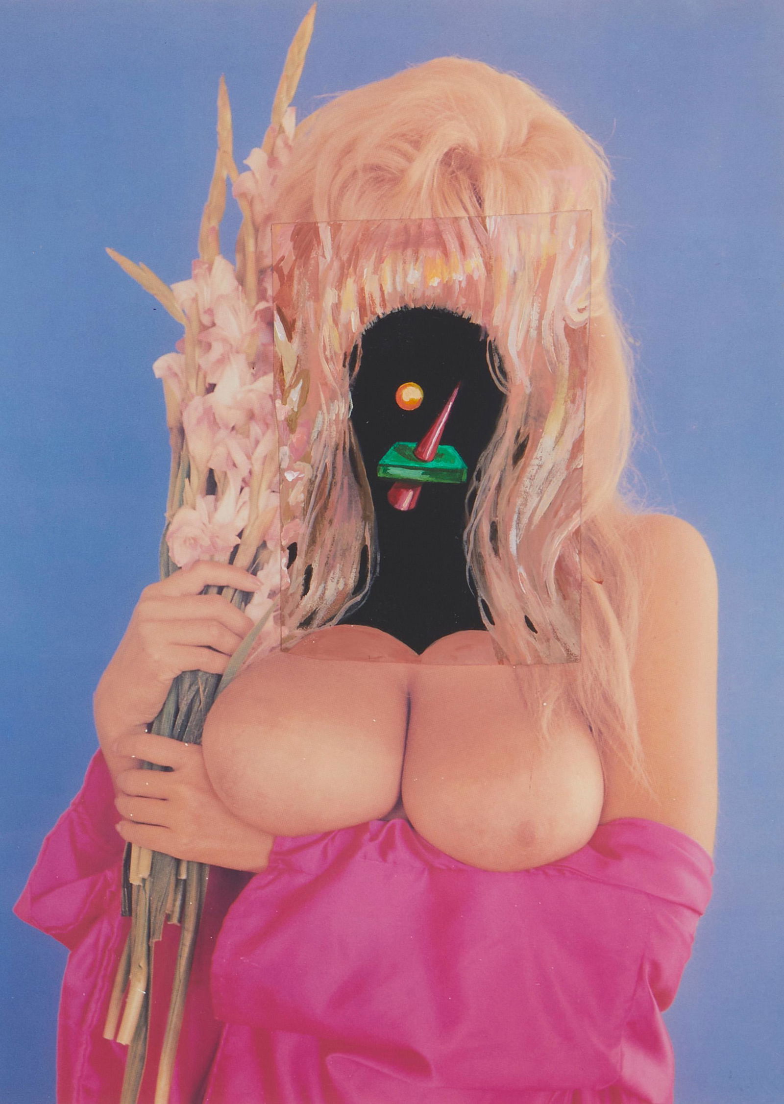 Lamar Peterson (b. 1974, American): Nude Series (Untitled), 2008 Acrylic and collage on vintage magazine page under Plexiglas Appears unsigned Image/Sheet: 11.75" H x 8.5" W Provenance: Richard Heller Gallery, Santa Monica, CA The