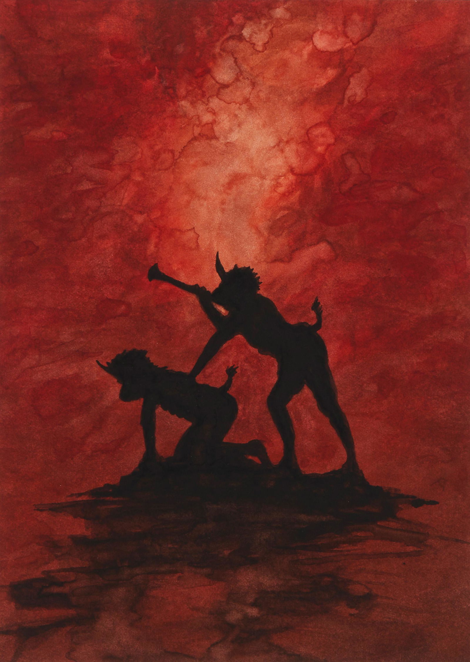 Scott Treleaven (b. 1972, Canadian): Witchcraft Through the Ages (iii), 2007 Watercolor on paper under Plexiglas Unsigned; titled and dated by repute Sheet: 8.5" H x 6" W Provenance: The Blake Byrne Collection