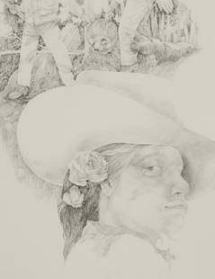 Kelly McLane (b. 1968, American): Havilah Honey, 2009 Graphite on paper under Plexiglas Appears unsigned Sheet: 15" H x 11.25" W Provenance: Angles Gallery, Santa Monica, CA The Blake Byrne Collection