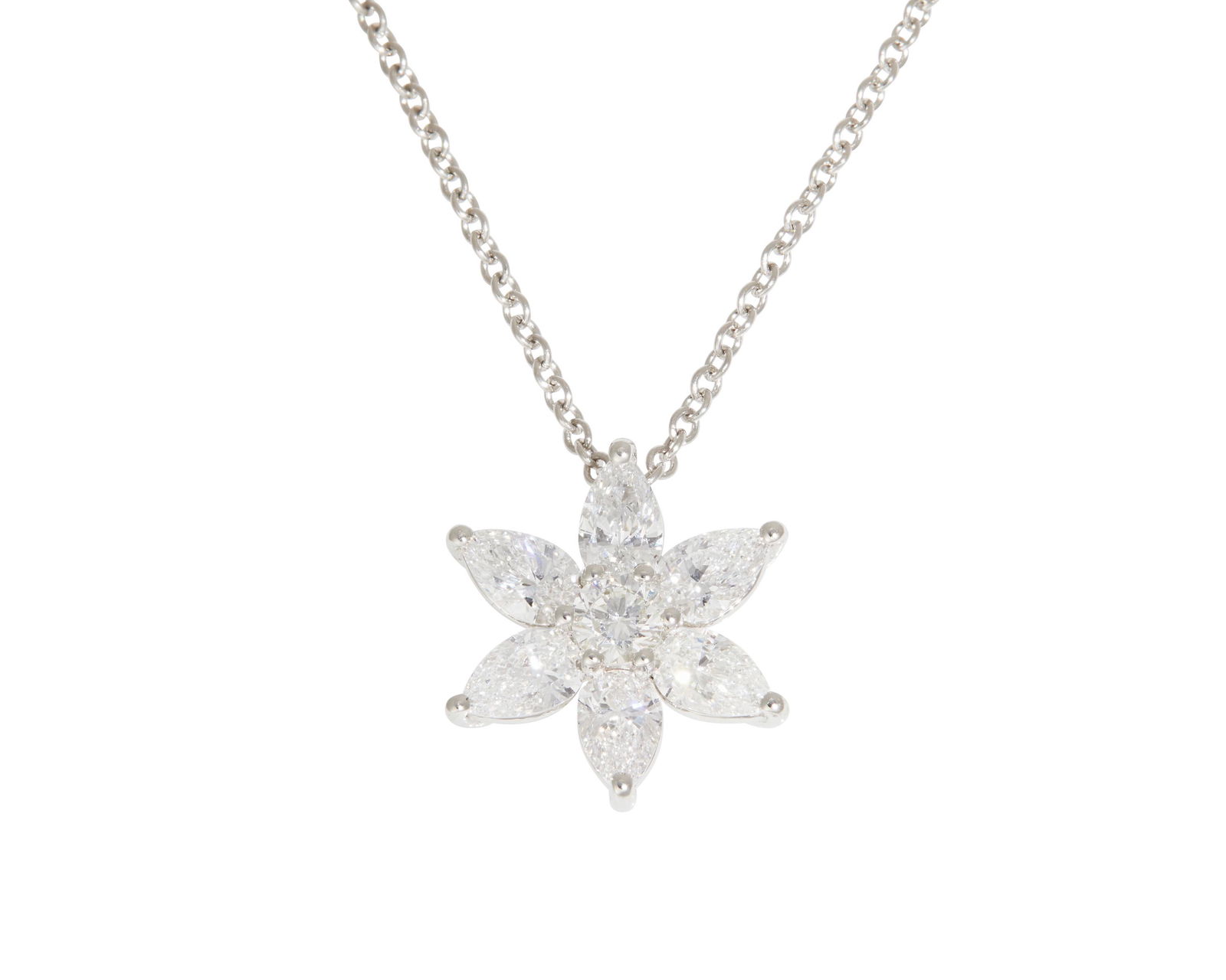 A diamond flower pendant necklace (1 of 2)