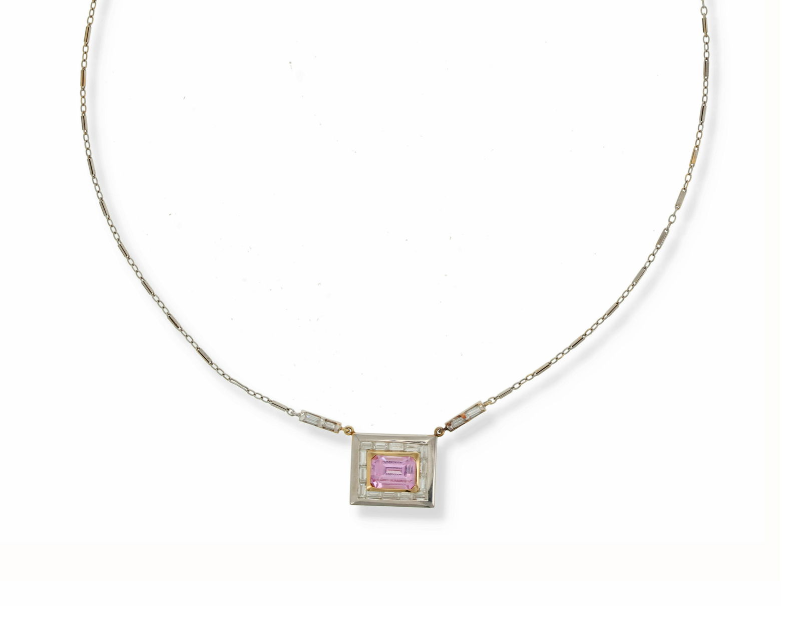 A pink sapphire and diamond necklace (1 of 2)