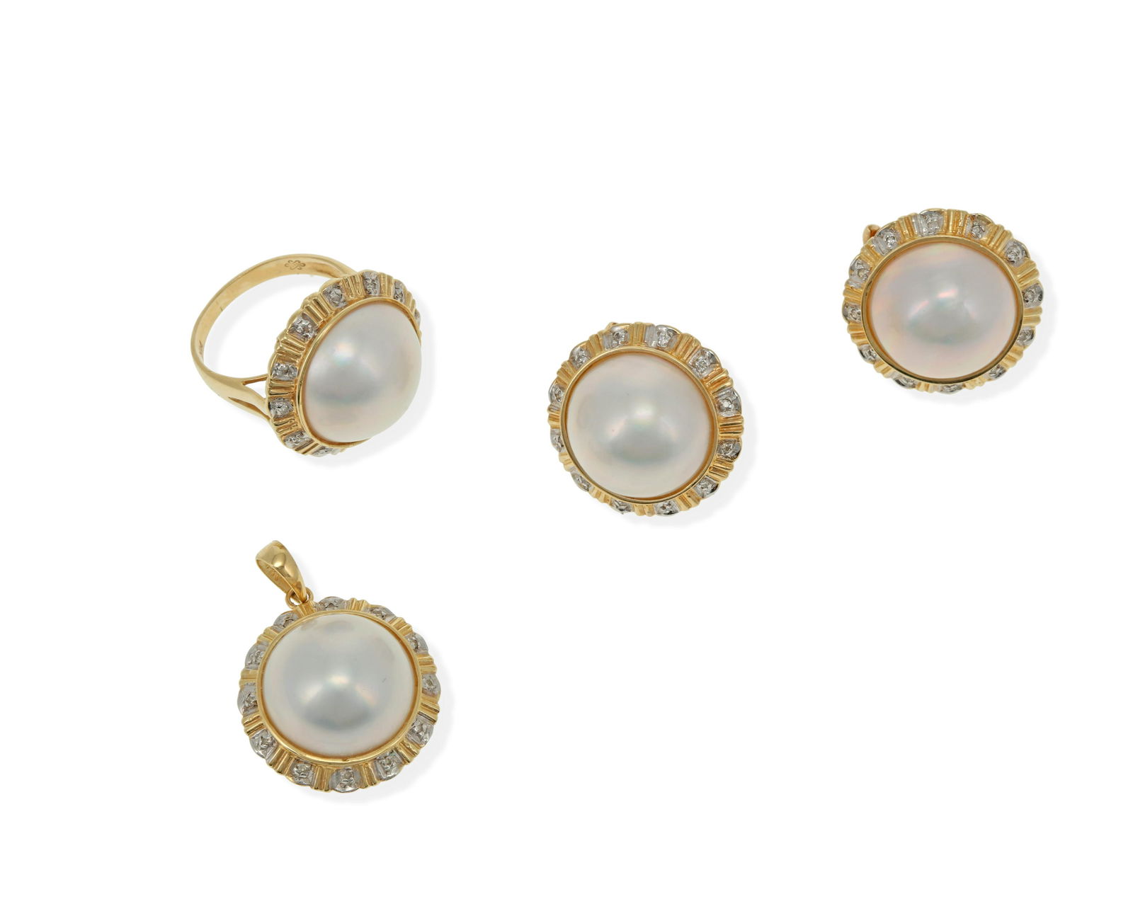 A set of mabe pearl and diamond jewelry (1 of 2)