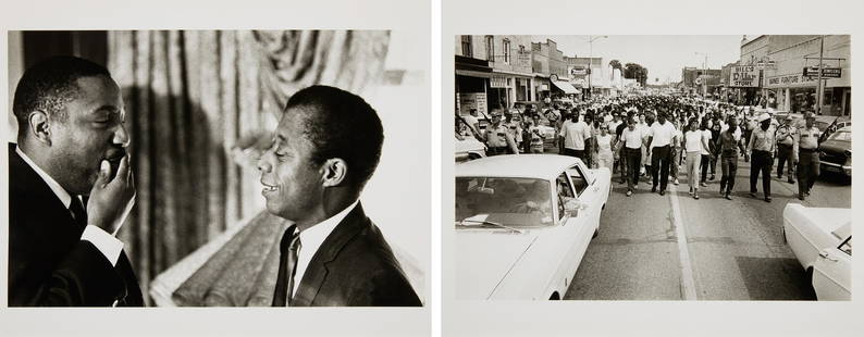 Charles Brittin (b. 1928, American): Two works Writer James Baldwin and Reverend Ralph Abernathy Gelatin silver print Signed verso: Charles Brittin, with the artist's stamp verso Image: 9" H x 13.5" W; Sheet: 11" H x 14" W Civil r
