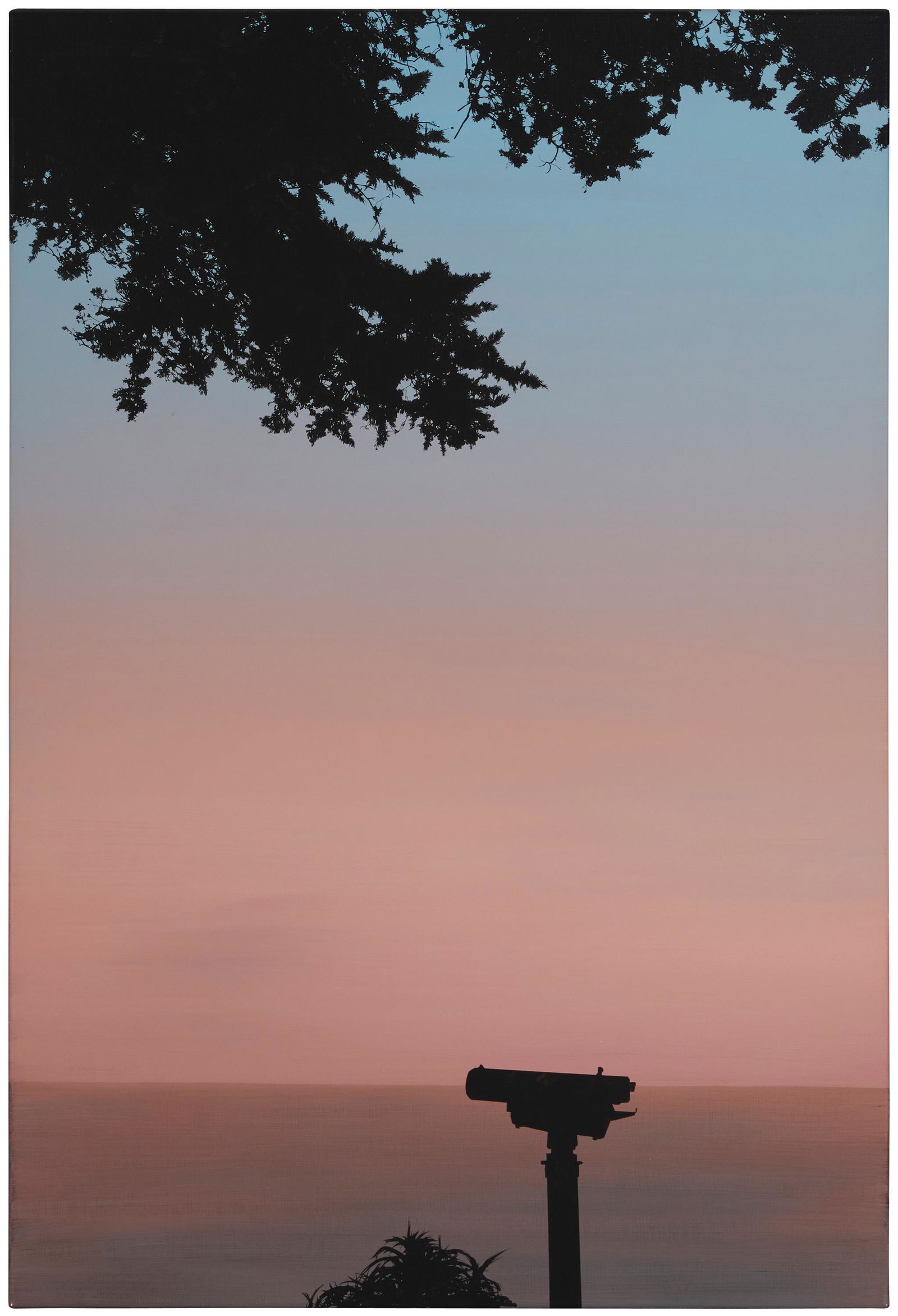 Glen Rubsamen (b. 1959, American): "Pebble in the Sky," 2004 Acrylic on linen Signed, titled, and dated verso: Glen Rubsamen 47.25" W x 31.5" W Provenance: Meyer Riegger Galerie, Karlsruhe, Germany The Blake Byrne Collection, acq