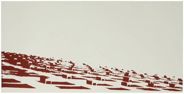 Rita McBride (b. 1960, American): "Attics and Old Rooms Panel (cream)," 2001 Mixed media porcelain enamel on steel Edition 1/3; signed, dated, and numbered verso 36" H x 72" W x 1" D Provenance: Alexander & Bonin, New York, NY T