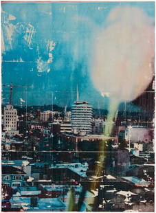 Parker Ito (b. 1986, American): "Capitol Records Shit Toots (white tulip)," 2016  Inkjet print, acrylic, toner, and gloss varnish on canvas  Signed and dated verso: Parker Ito; titled on a gallery label affixed to the stretcher  64"