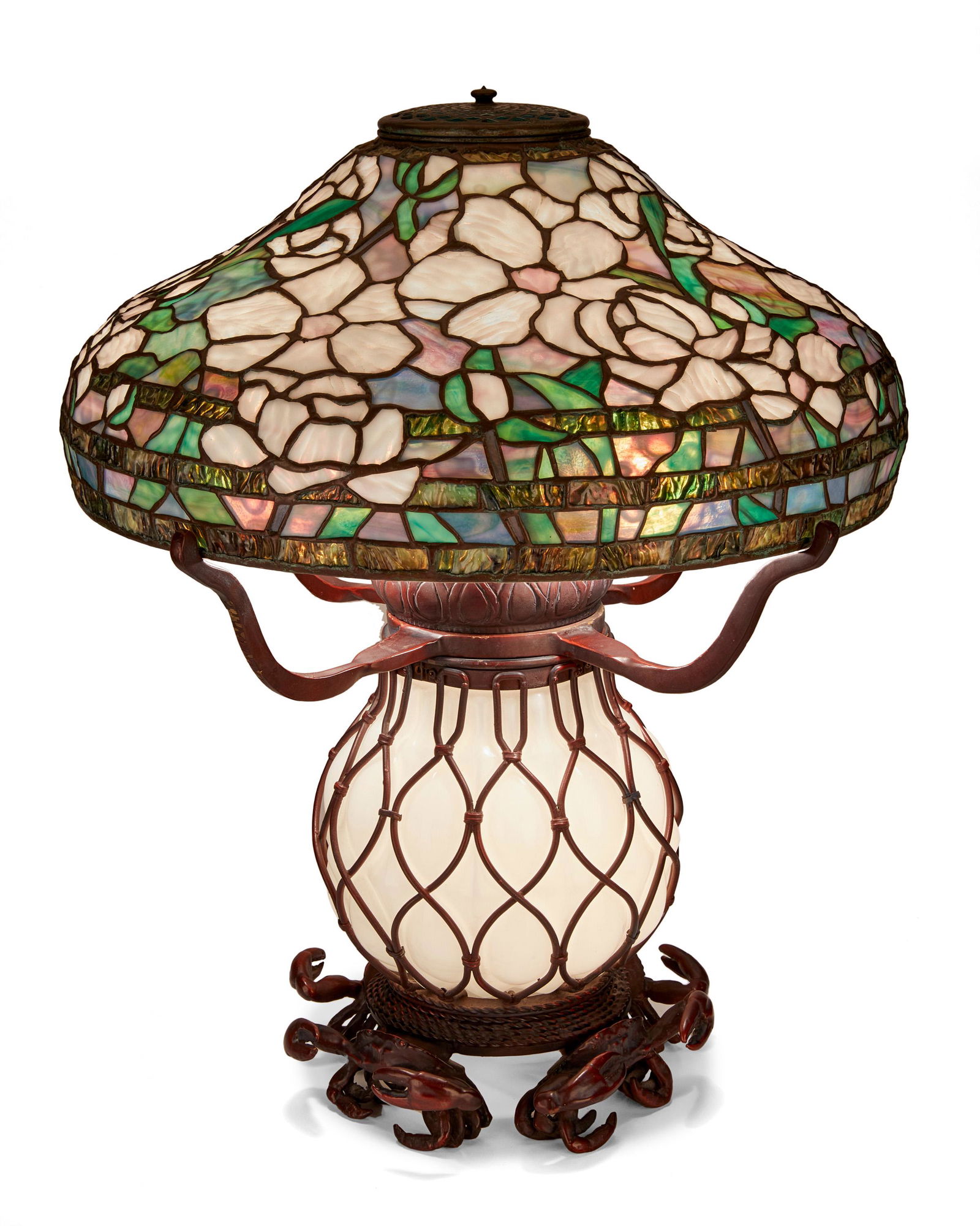 A Tiffany-style leaded glass table lamp (1 of 5)