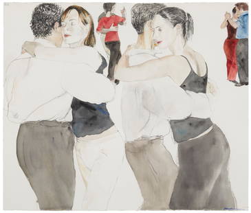 David Remfry (b. 1942, British): Couples dancing, 2014 Mixed media on paper under Plexiglas Signed and dated lower right: David Remfry; dated again and numbered upper left: #18 Sheet: 40" H x 47" W