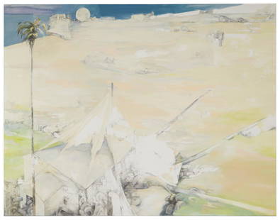 Kelly McLane (b. 1968, American): "No One's Ark," 2004 Oil and graphite on canvas mounted to panel Signed, titled, and dated verso: Kelly McLane 84" H x 108" W Provenance: Angles Gallery, Santa Monica, CA The Blake Byrne Collect