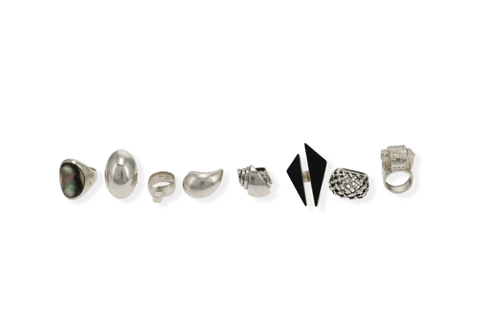 A group of modernist silver rings (1 of 2)