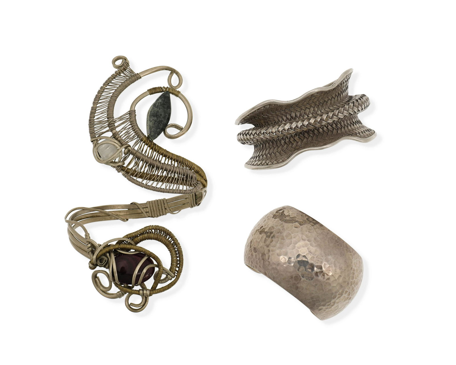 Three modernist silver cuff bracelets (1 of 2)