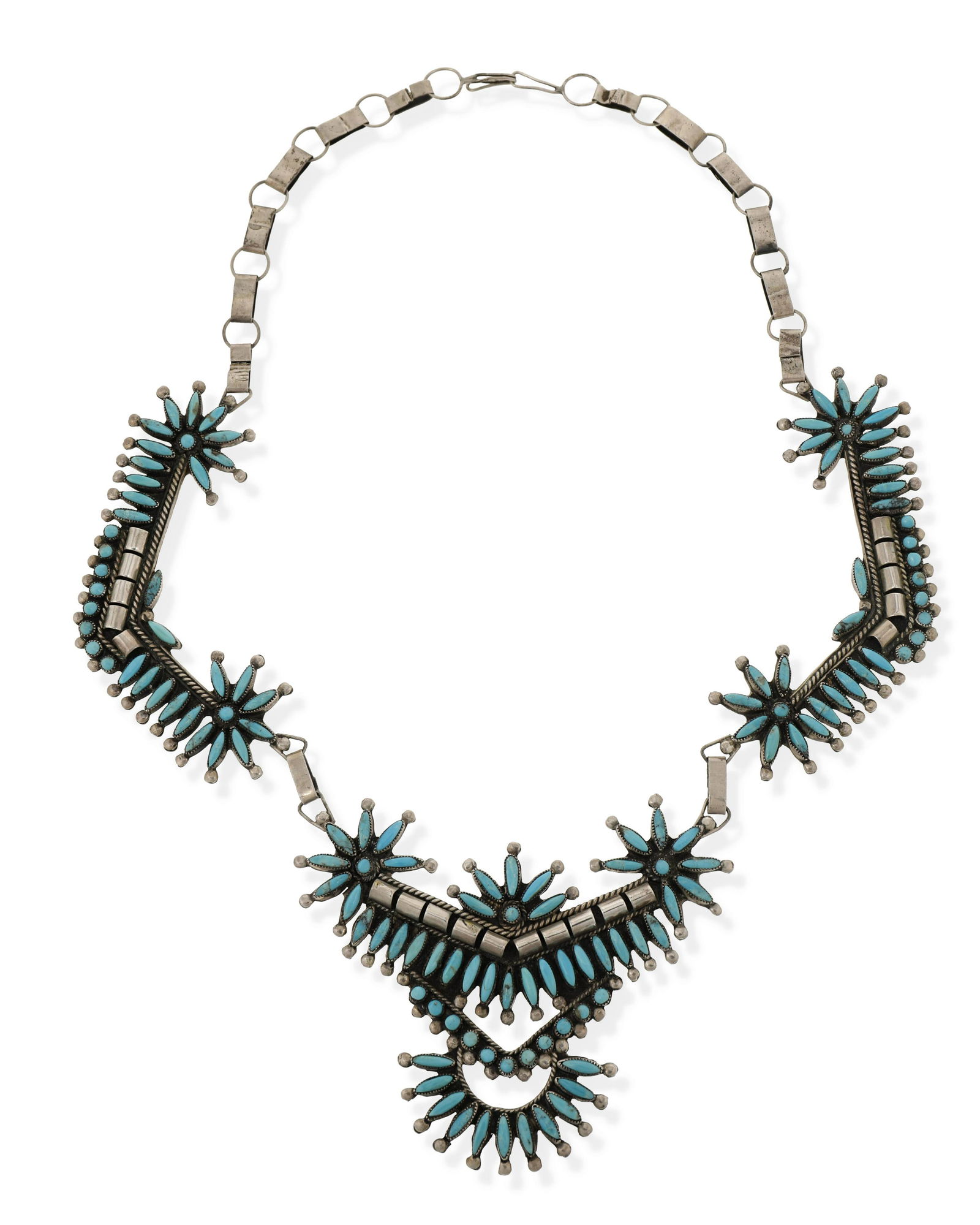 A Zuni silver and turquoise necklace (1 of 2)
