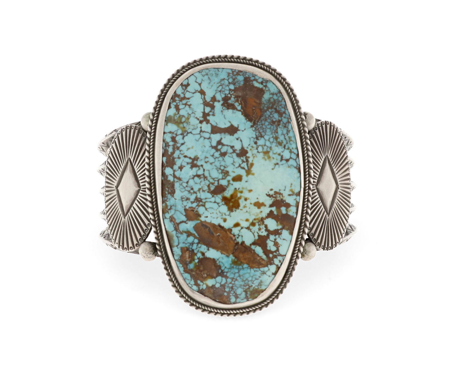 A Southwest silver and turquoise cuff bracelet (1 of 2)