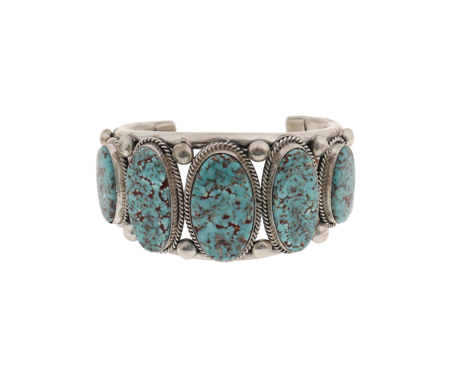 A Ray Bennett Navajo Silver And Turquoise Cuff Bracelet