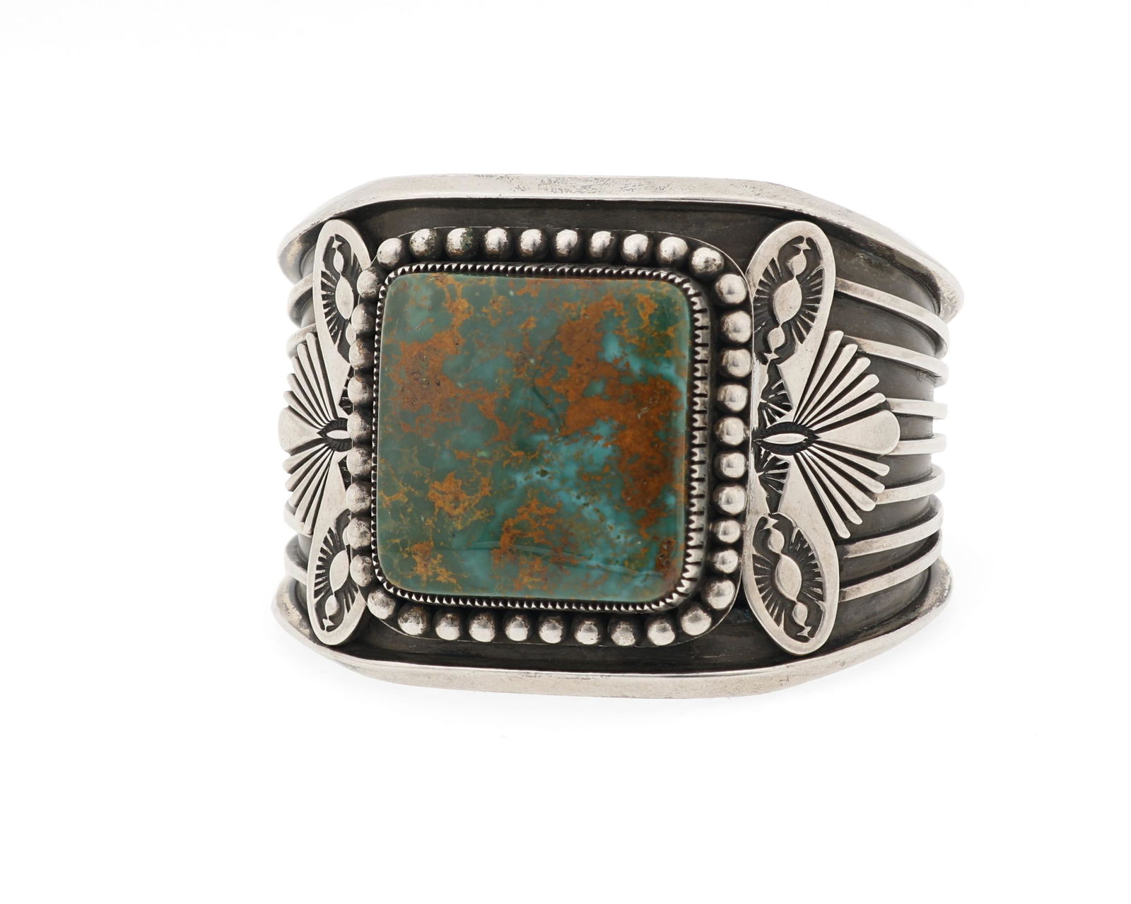 A Sammie Kescoli Begay Navajo silver and turquoise cuff (1 of 2)