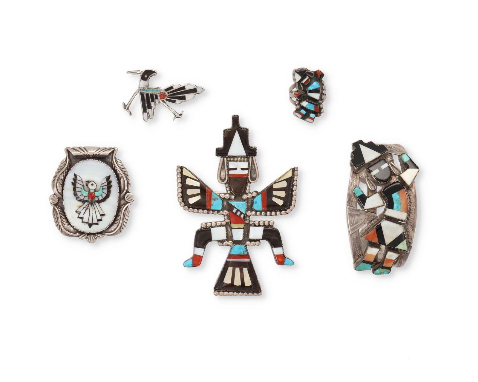 A group of Zuni inlaid stone jewelry (1 of 2)
